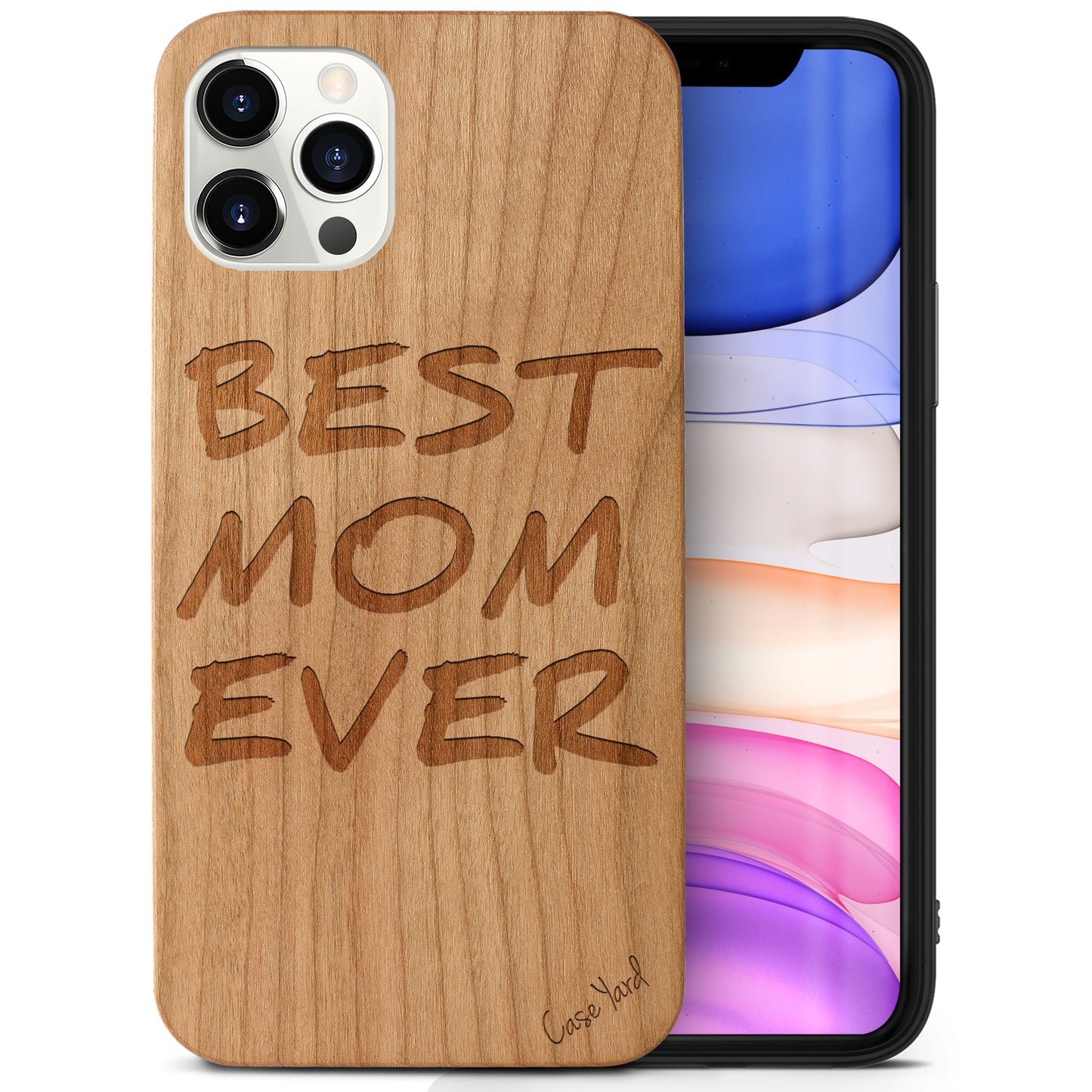 Best Mom Ever Wooden Laser Engraved Phone Case for iPhone & Samsung Phones