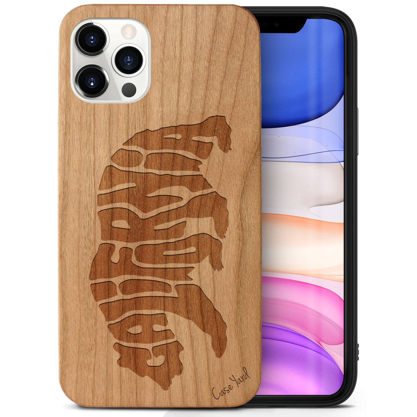 California Bear Letters Wooden Laser Engraved Phone Case for iPhone & Samsung Phones