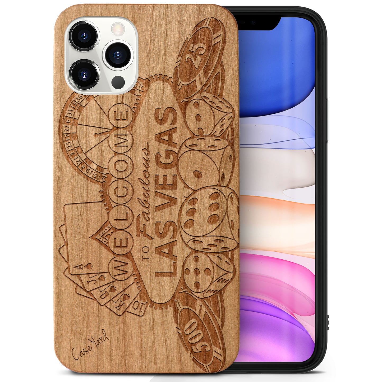 Las Vegas Gambler Wooden Laser Engraved Phone Case for iPhone