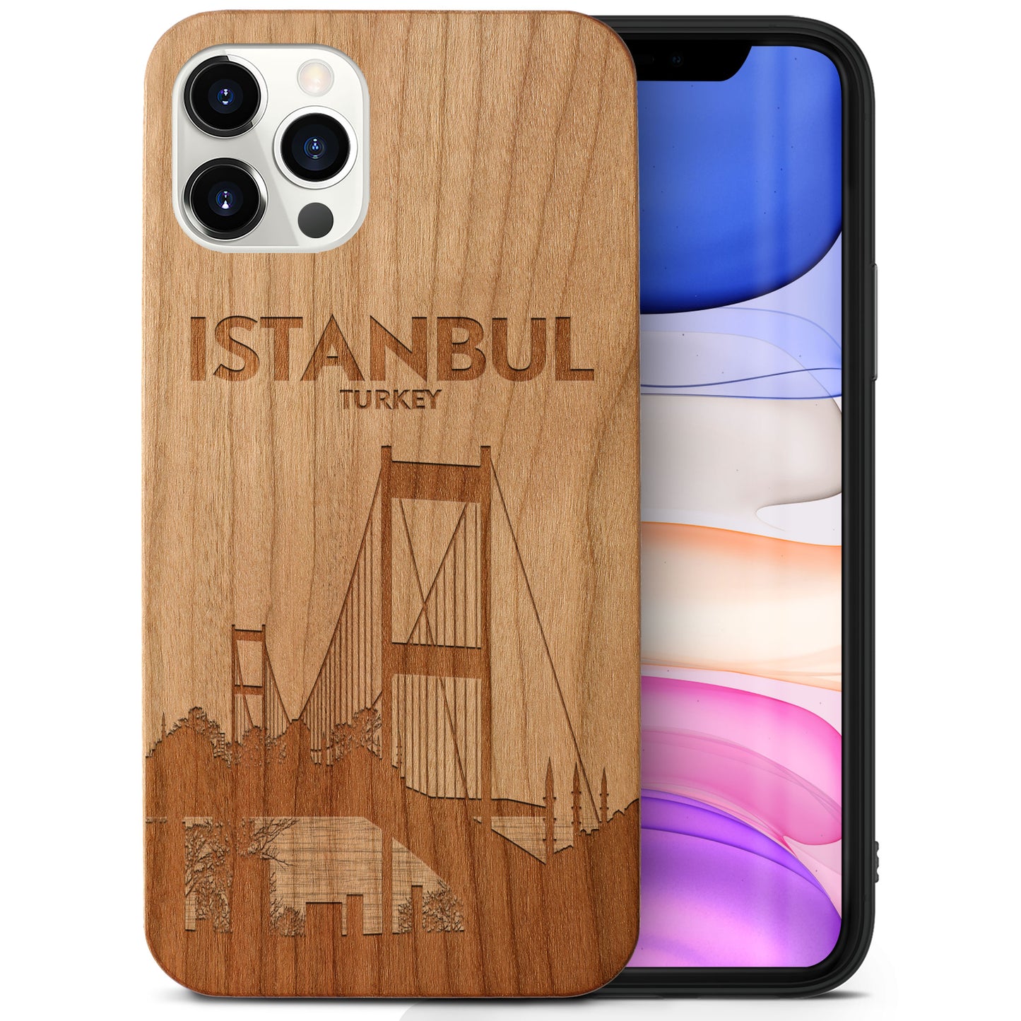 Istanbul Bridge Wooden Laser Engraved Phone Case for iPhone