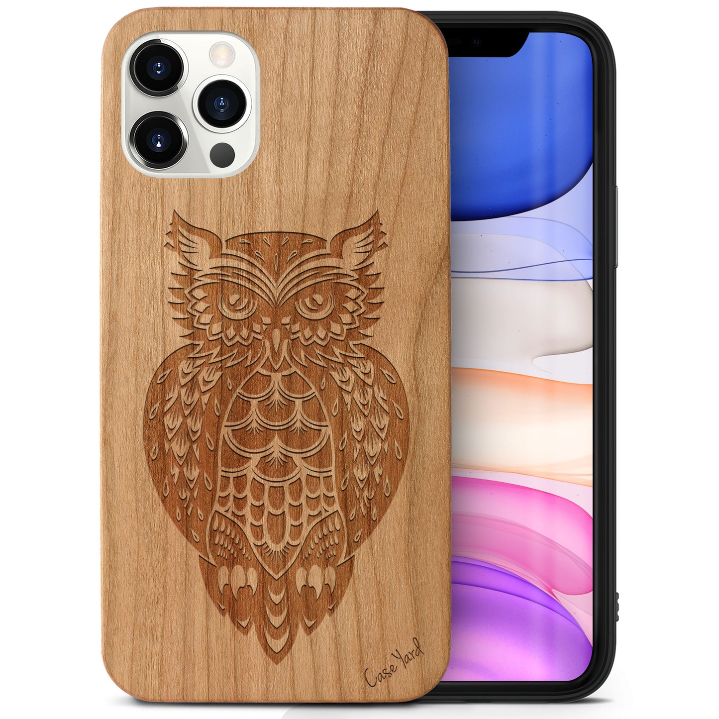 Owl 3 Wooden Laser Engraved Phone Case for iPhone