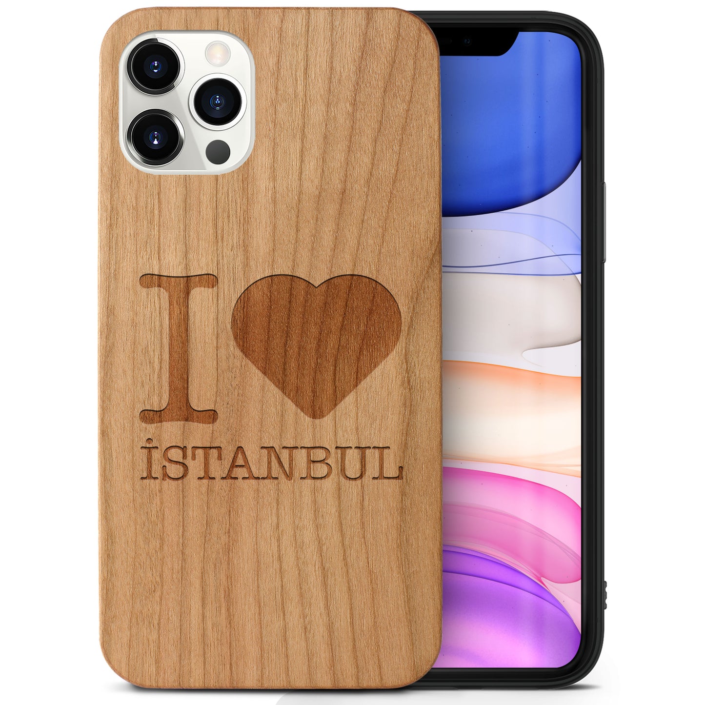 I Love Istanbul Wooden Laser Engraved Phone Case for iPhone