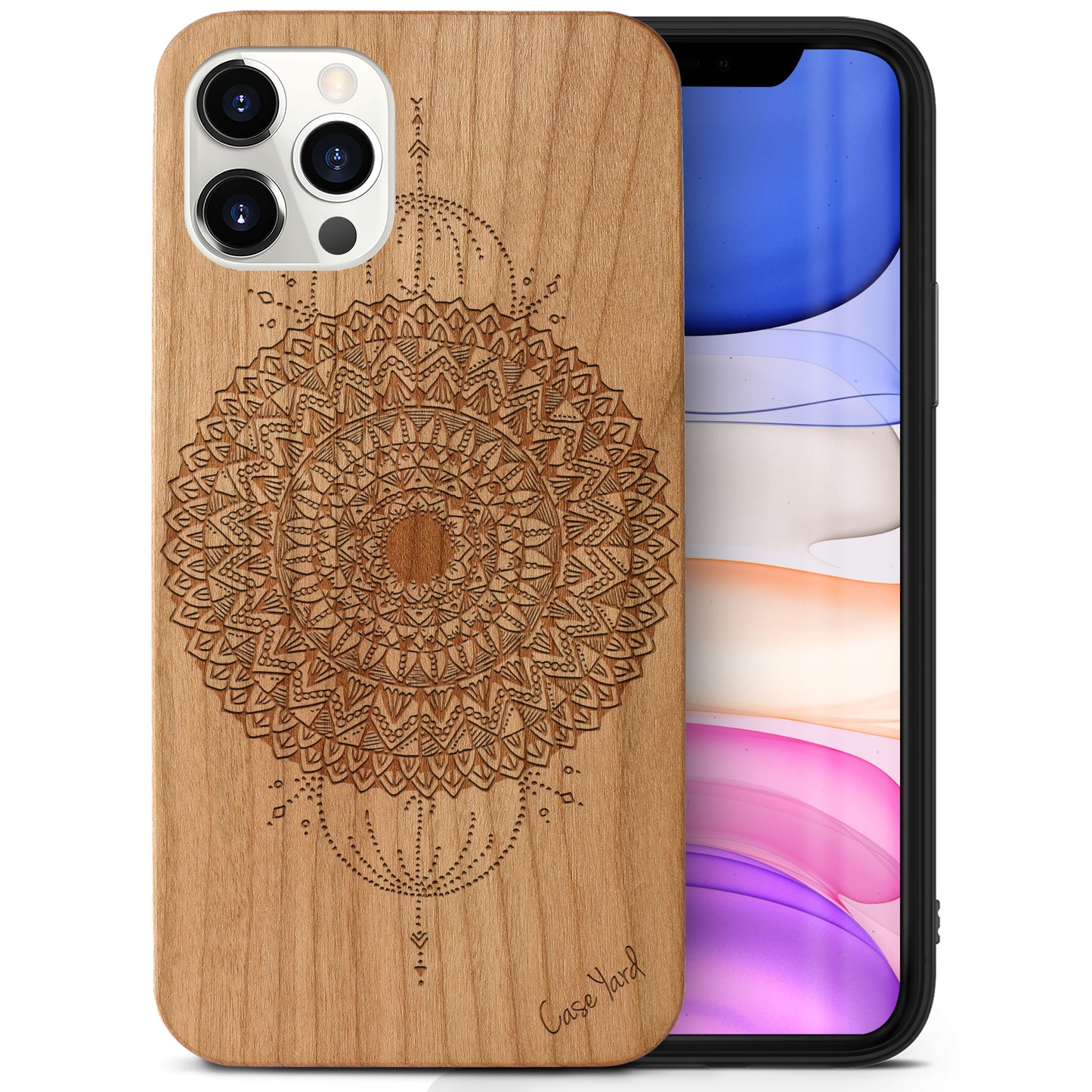 Mini Mandala Wooden Laser Engraved Phone Case for iPhone