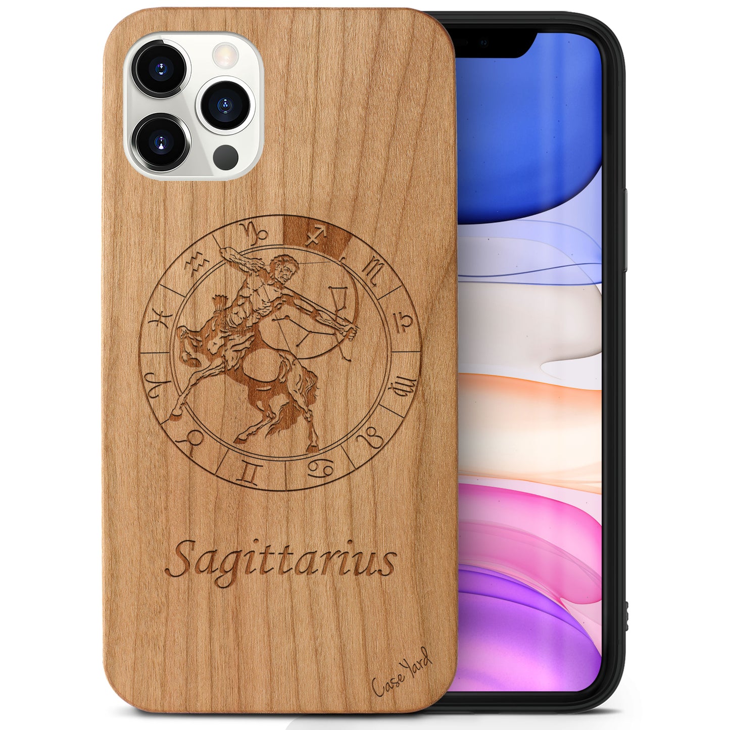 Sagittarius Sign Wooden Laser Engraved Phone Case for iPhone
