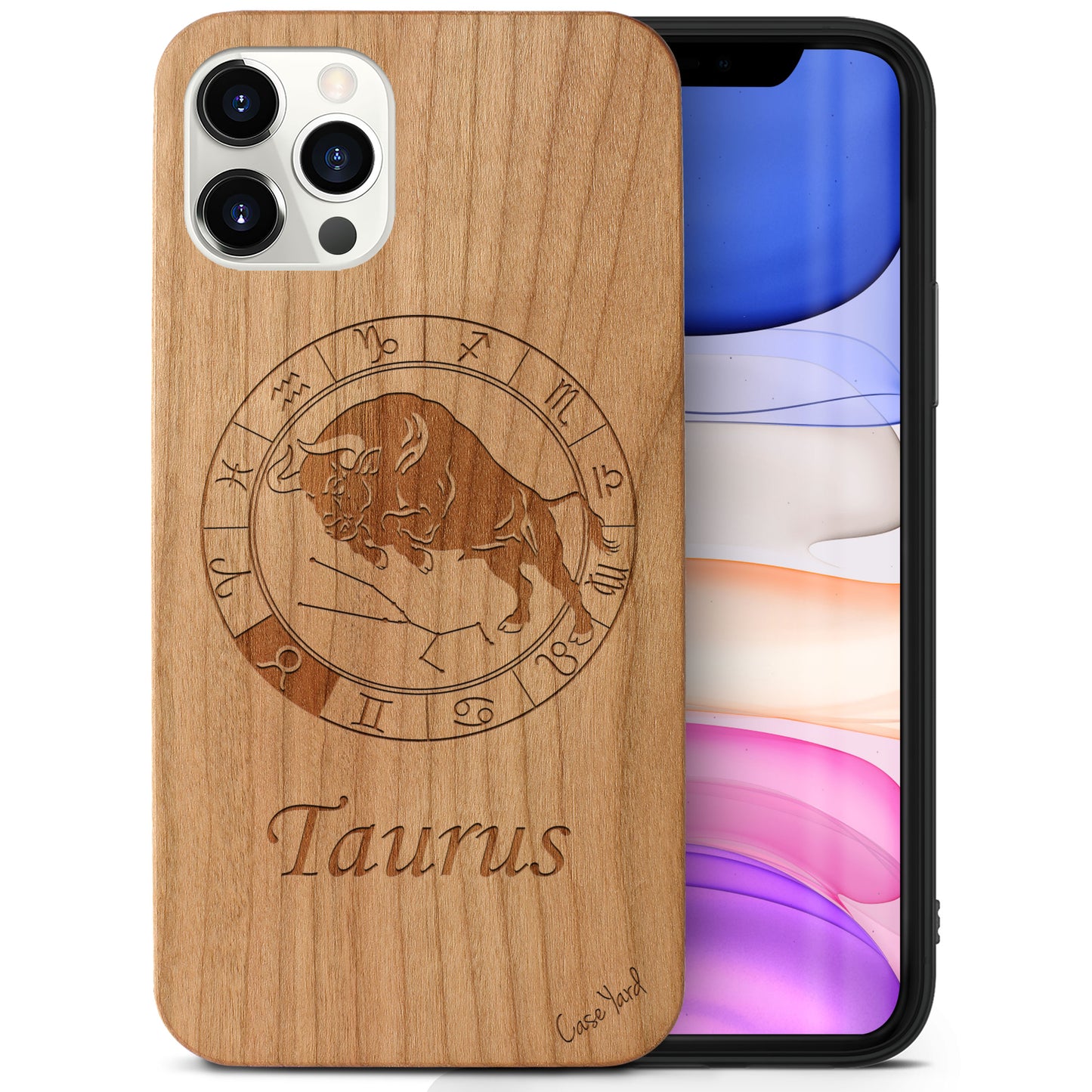 Taurus Sign Wooden Laser Engraved Phone Case for iPhone