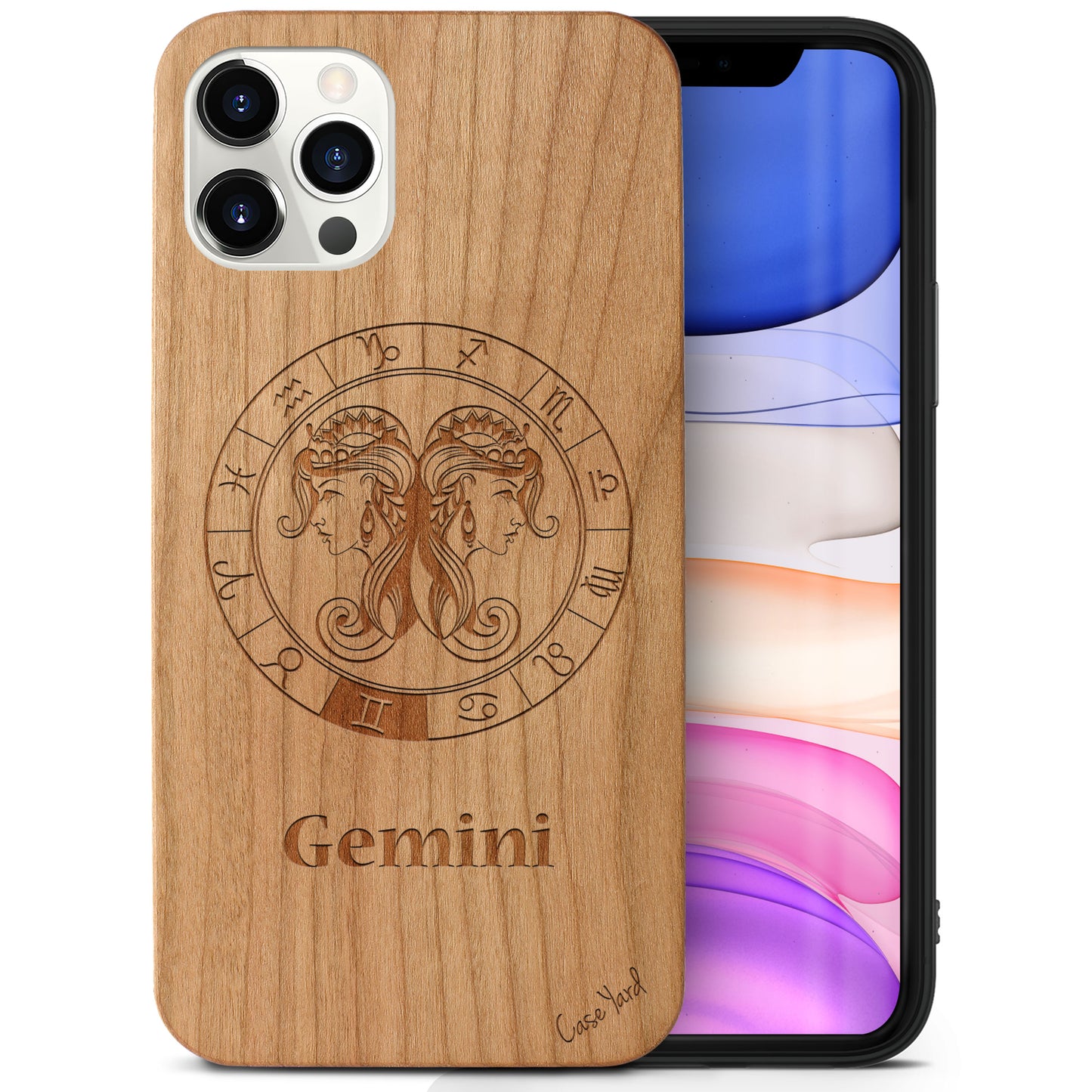 Gemini Sign Wooden Laser Engraved Phone Case for iPhone