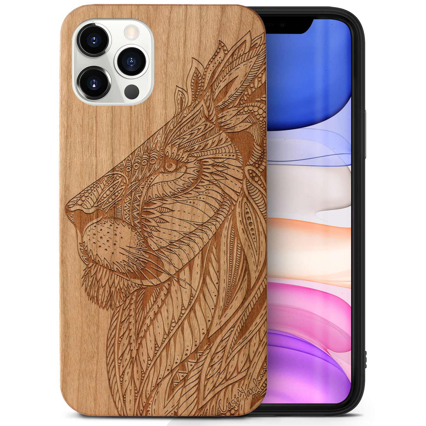 Tribal Lioness Wooden Laser Engraved Phone Case for iPhone