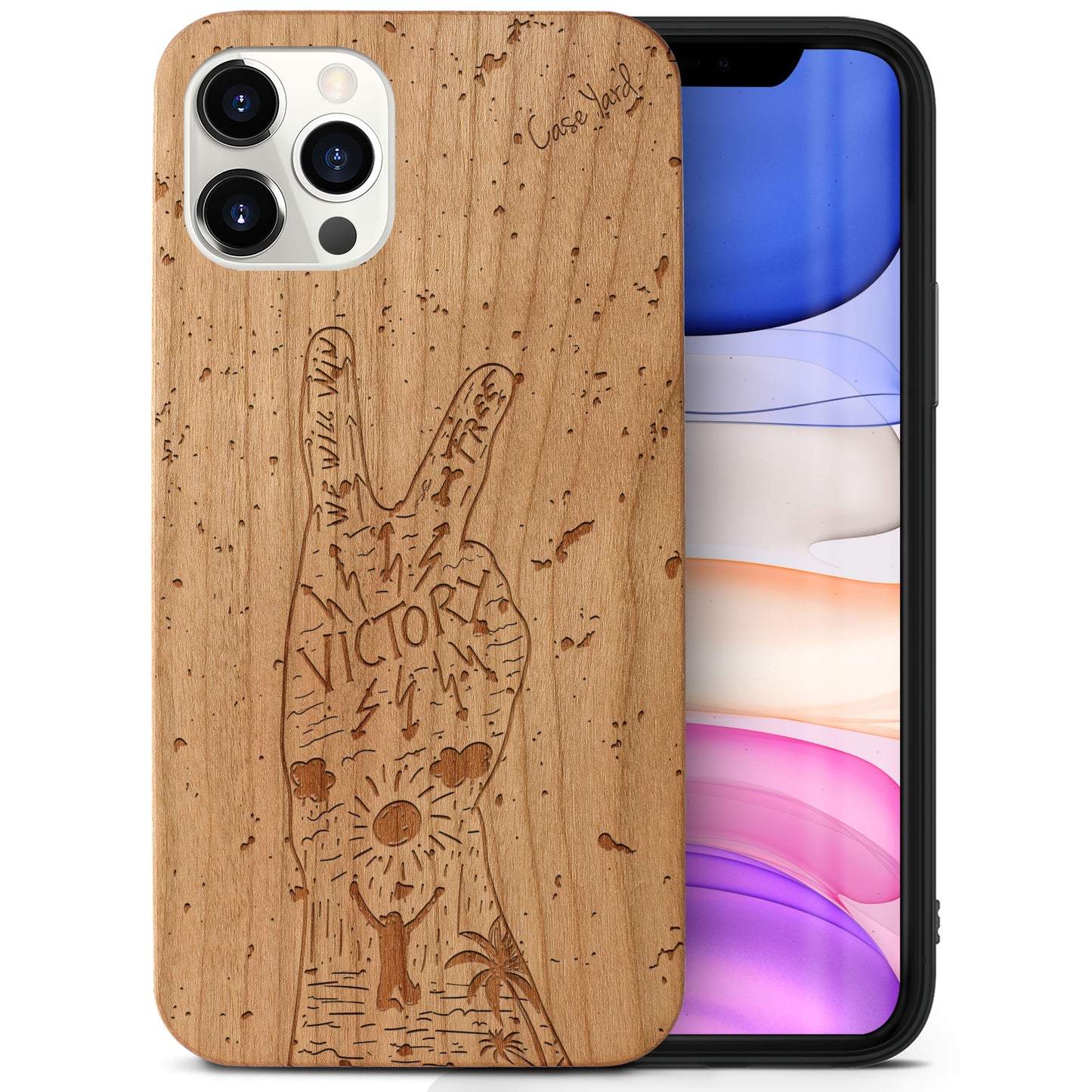 Victory Wooden Laser Engraved Phone Case for iPhone