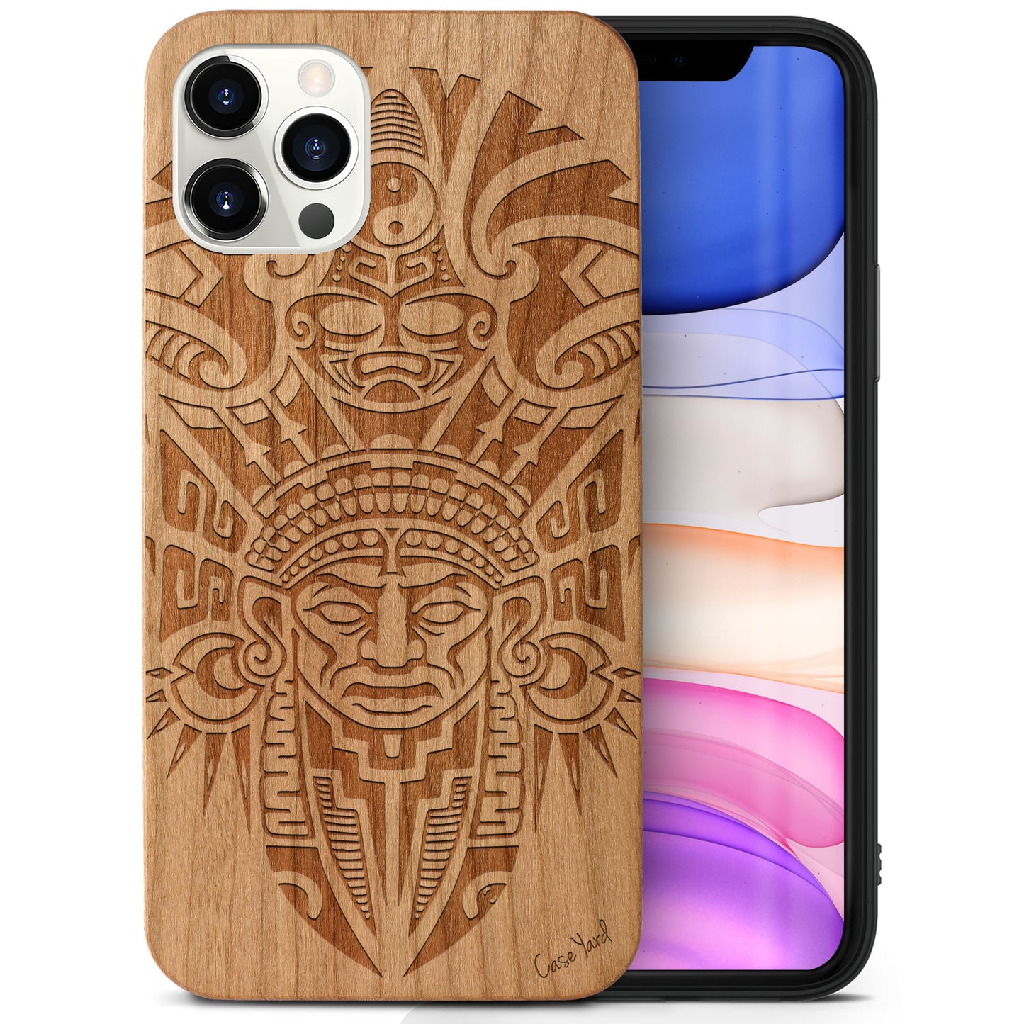 Tribal Indian Mask Wooden Laser Engraved Phone Case for iPhone