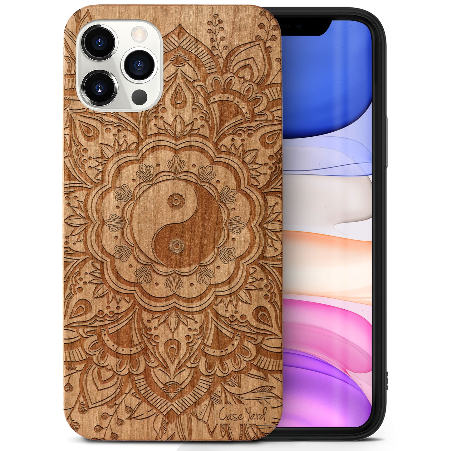 Tao Mandala Wooden Laser Engraved Phone Case for iPhone