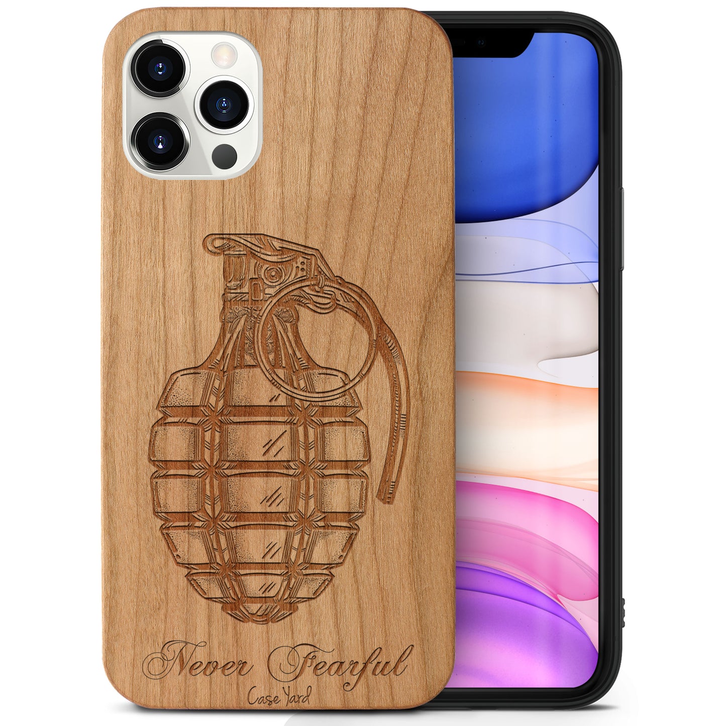 Never Fearful Wooden Laser Engraved Phone Case for iPhone