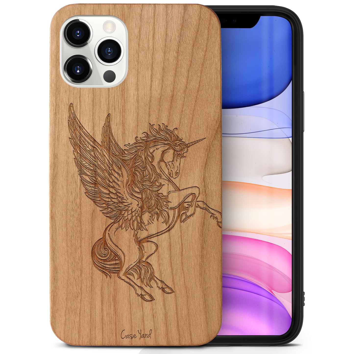 Pegasus Wooden Laser Engraved Phone Case for iPhone