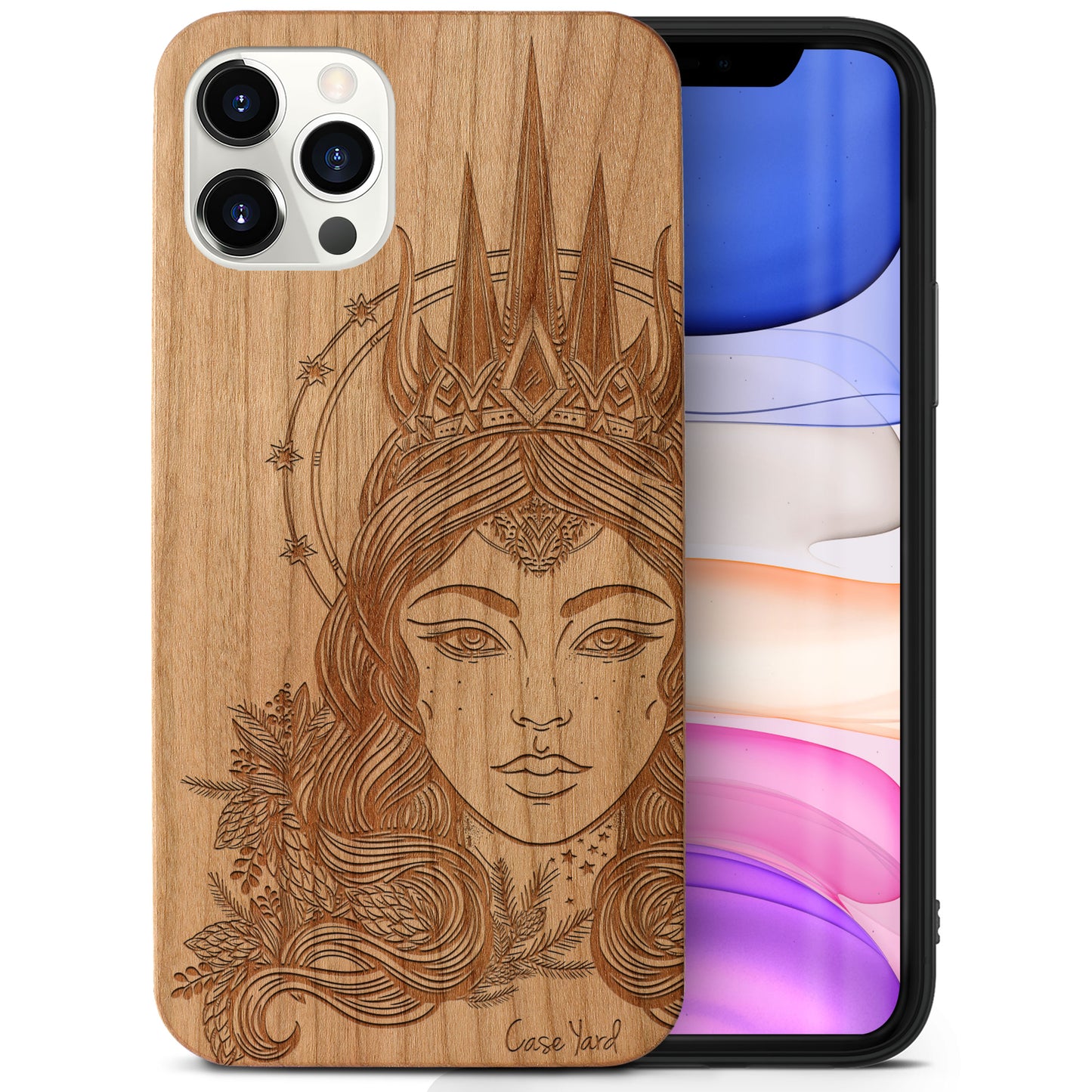 Northern Queen Wooden Laser Engraved Phone Case for iPhone
