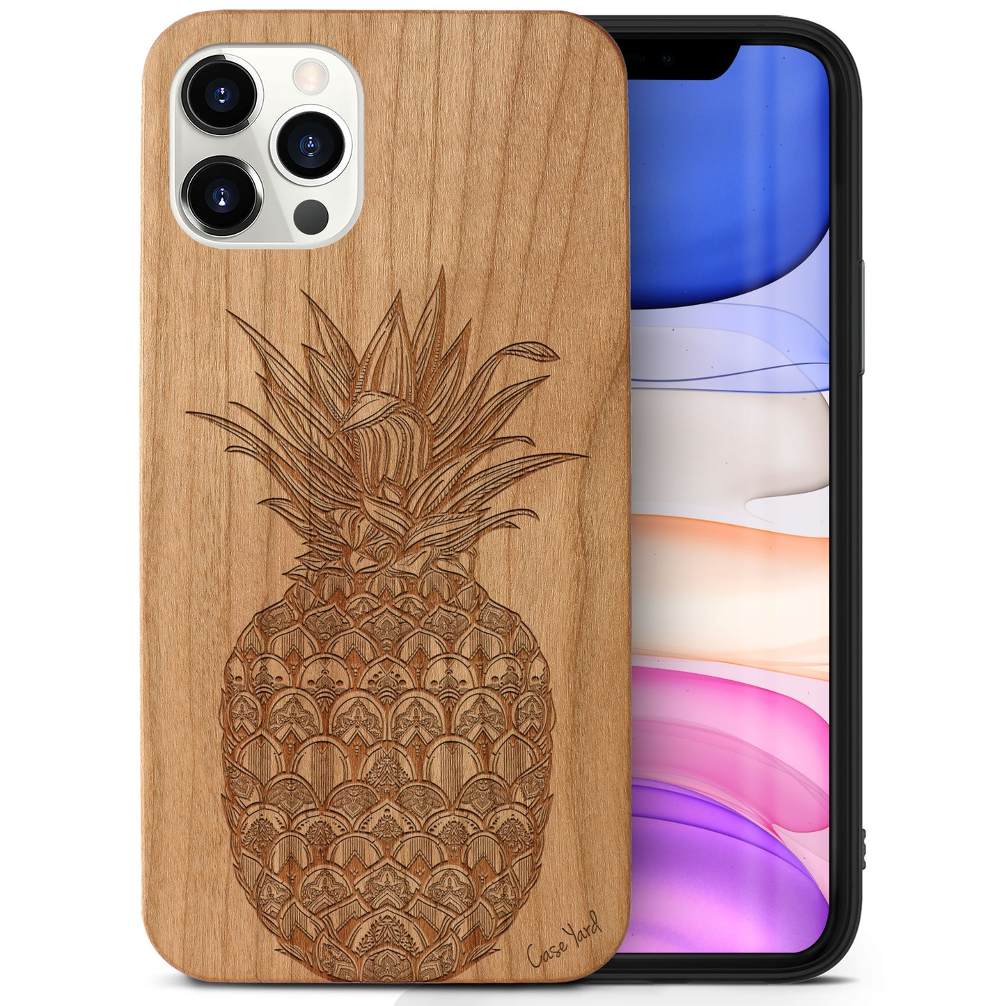 Ornamental Pineapple Wooden Laser Engraved Phone Case for iPhone