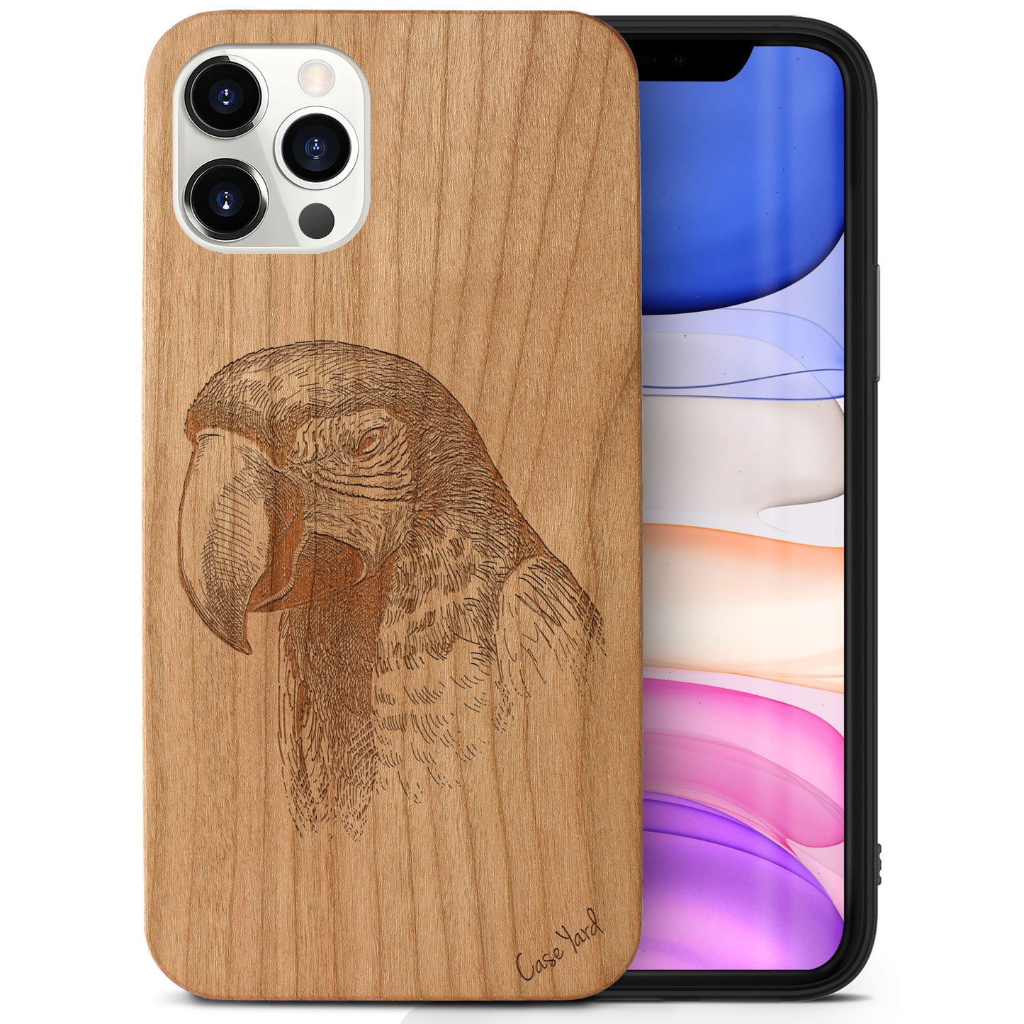 Macaw Wooden Laser Engraved Phone Case for iPhone