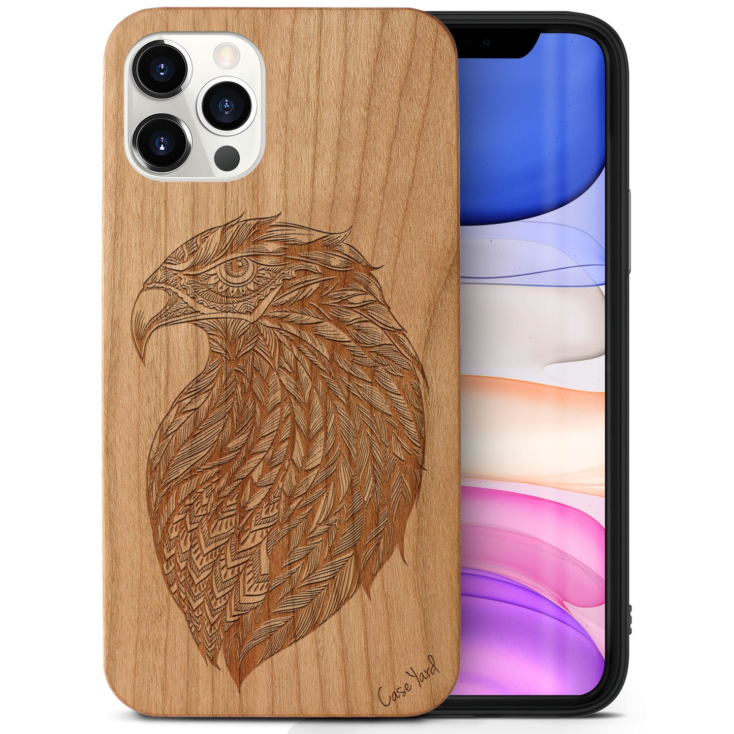 Eagle Sketch Wooden Laser Engraved Phone Case for iPhone