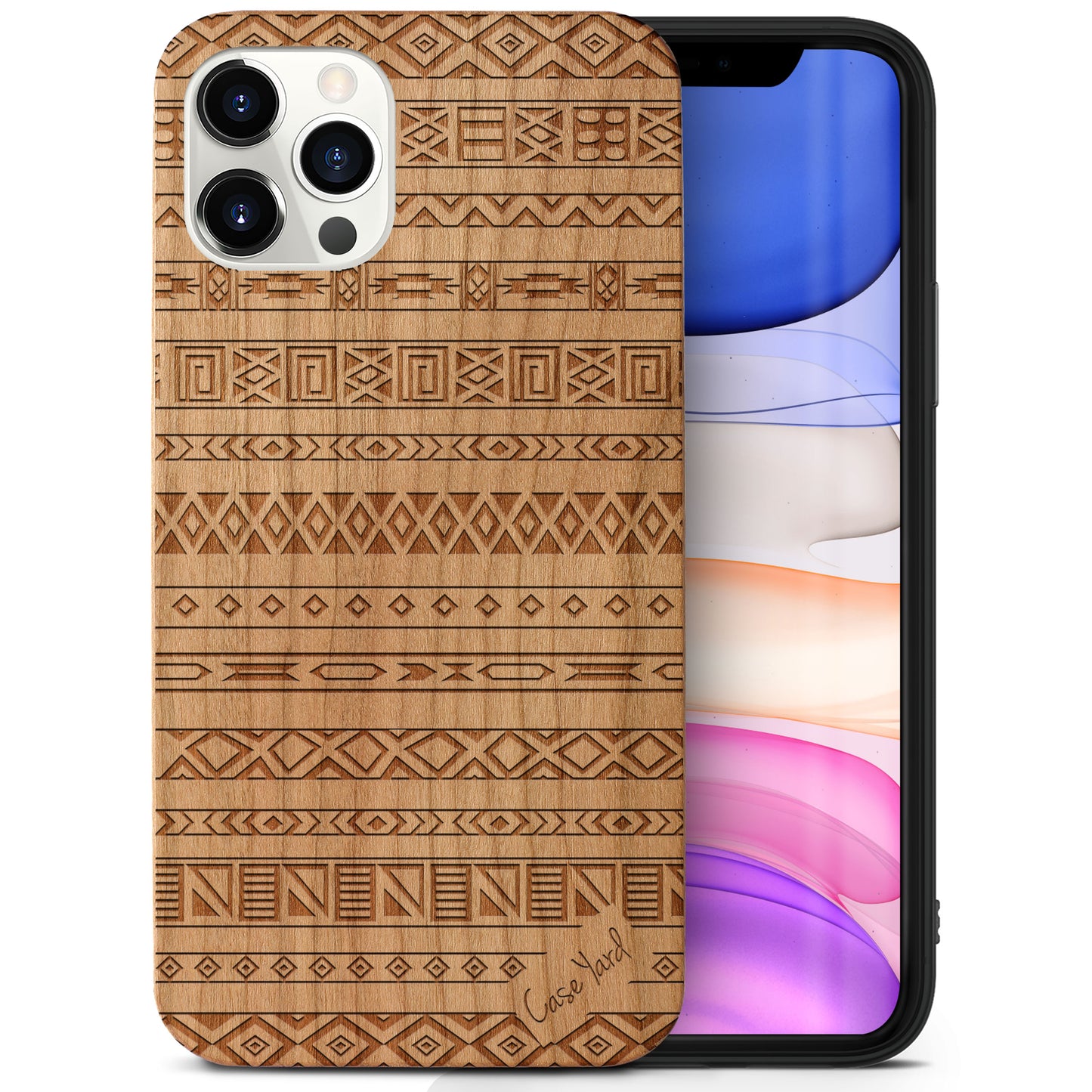 Aztec Pattern Wooden Laser Engraved Phone Case