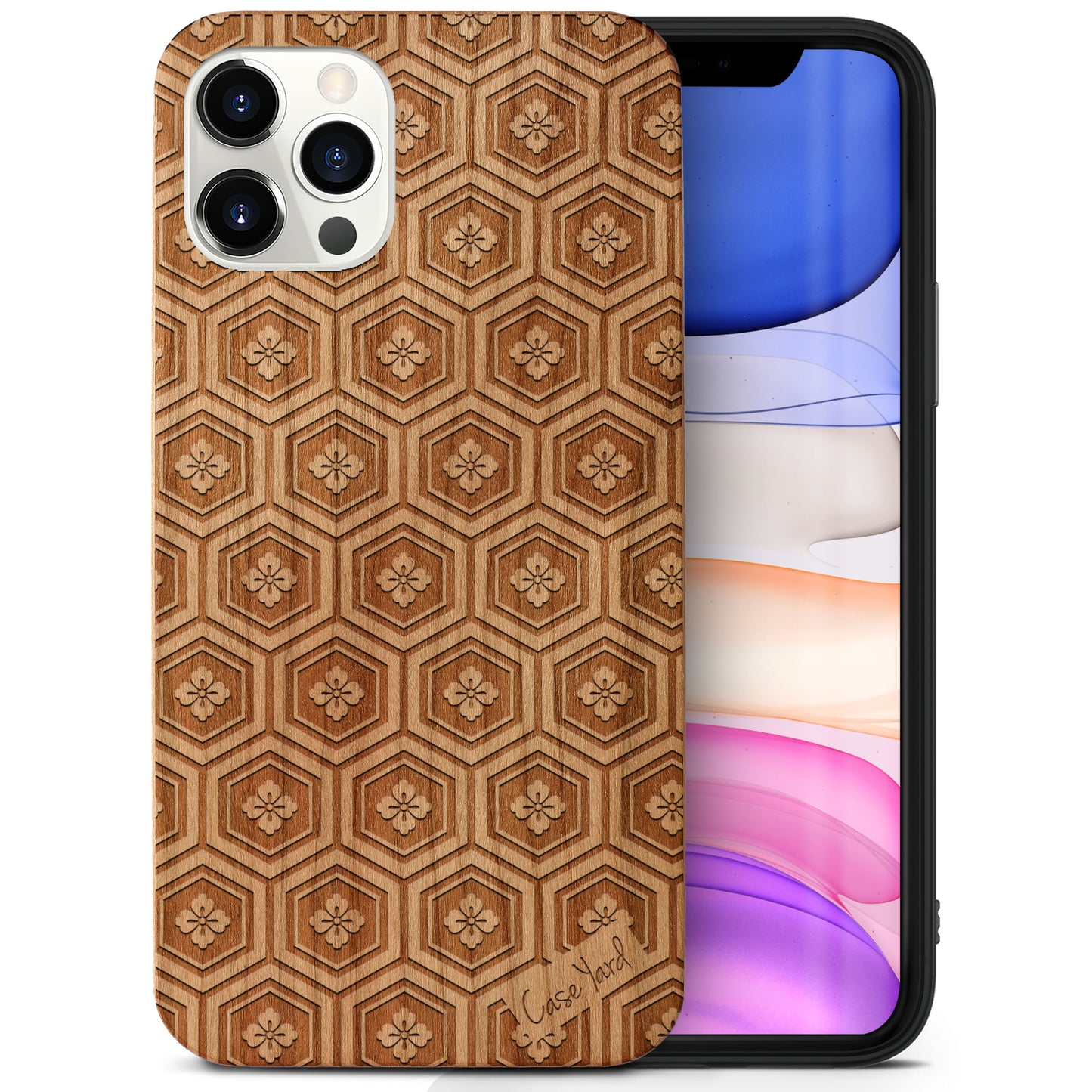 Japanese Pattern Wooden Laser Engraved Phone Case for iPhone