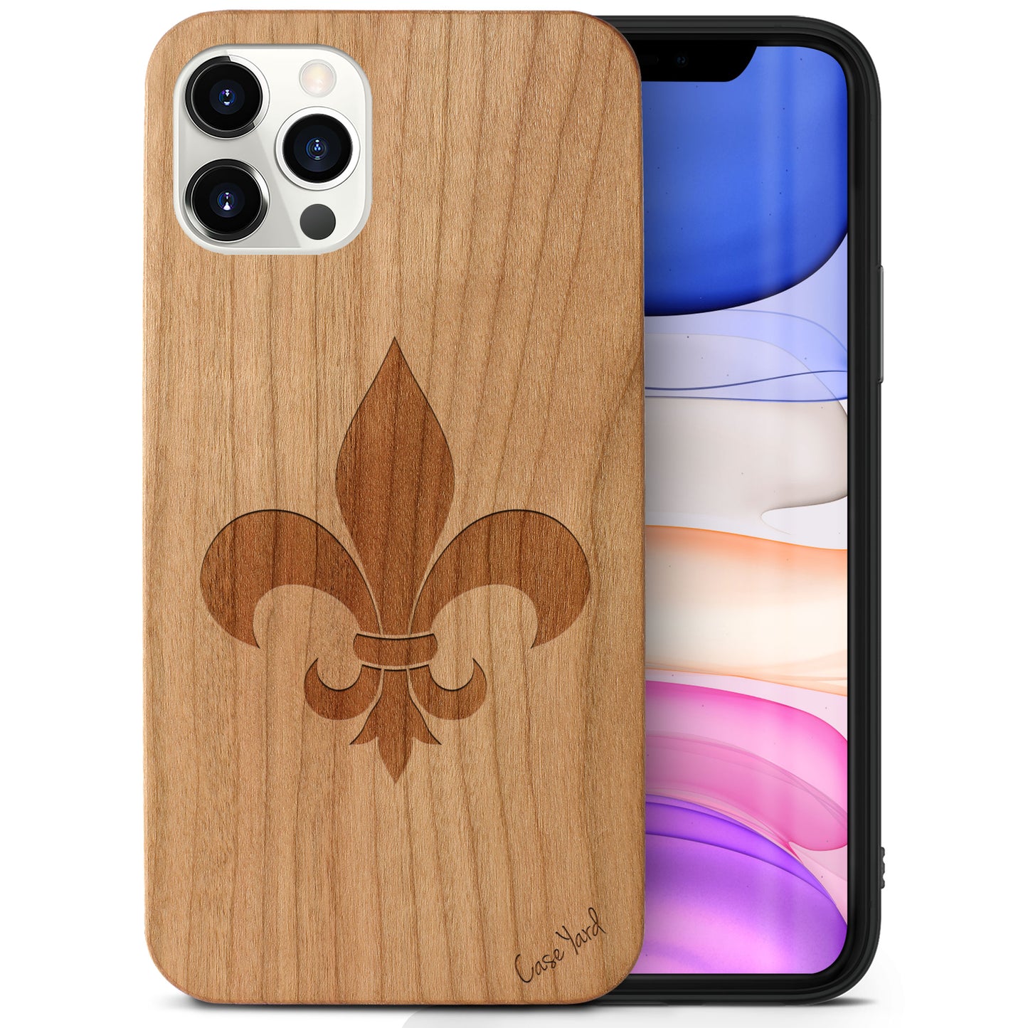 French Tip Wooden Laser Engraved Phone Case