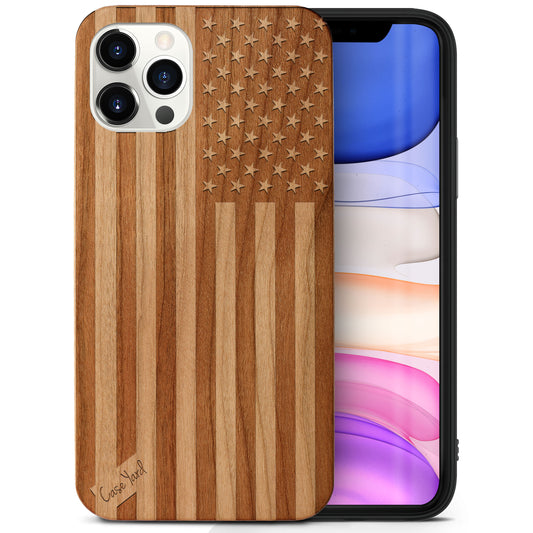 American Flag Wooden Laser Engraved Phone Case