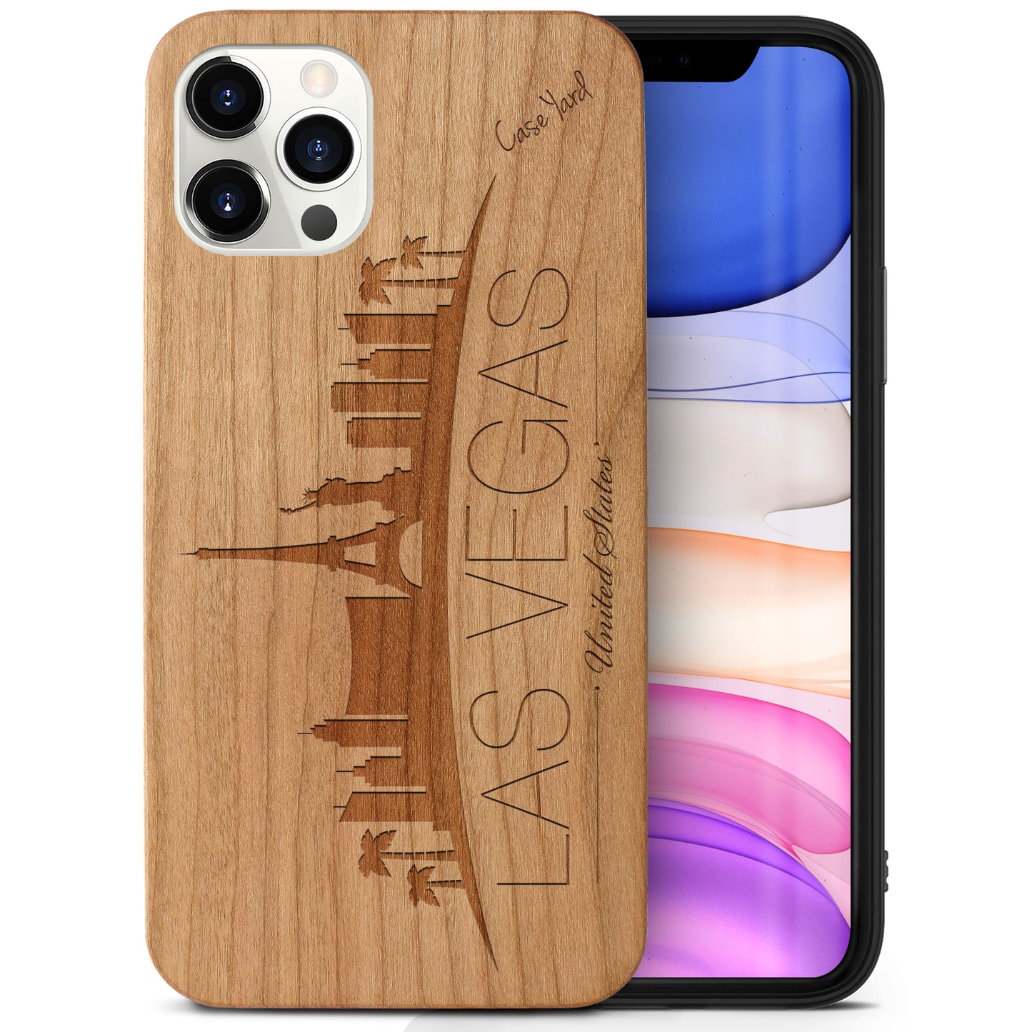 Skyline Vegas Wooden Laser Engraved Phone Case for iPhone