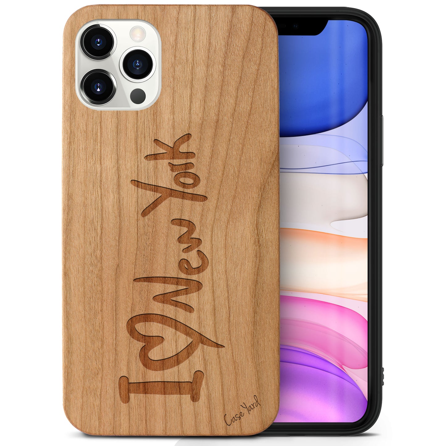I Love NY Wooden Laser Engraved Phone Case