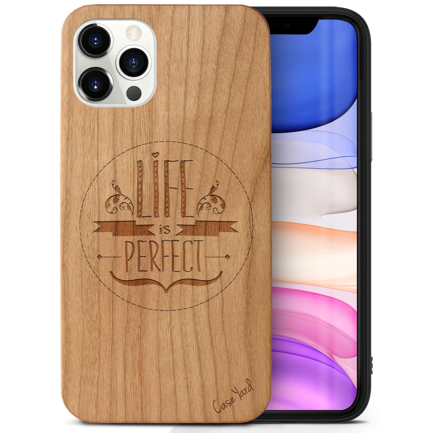 Life is Perfect Wooden Laser Engraved Phone Case for iPhone