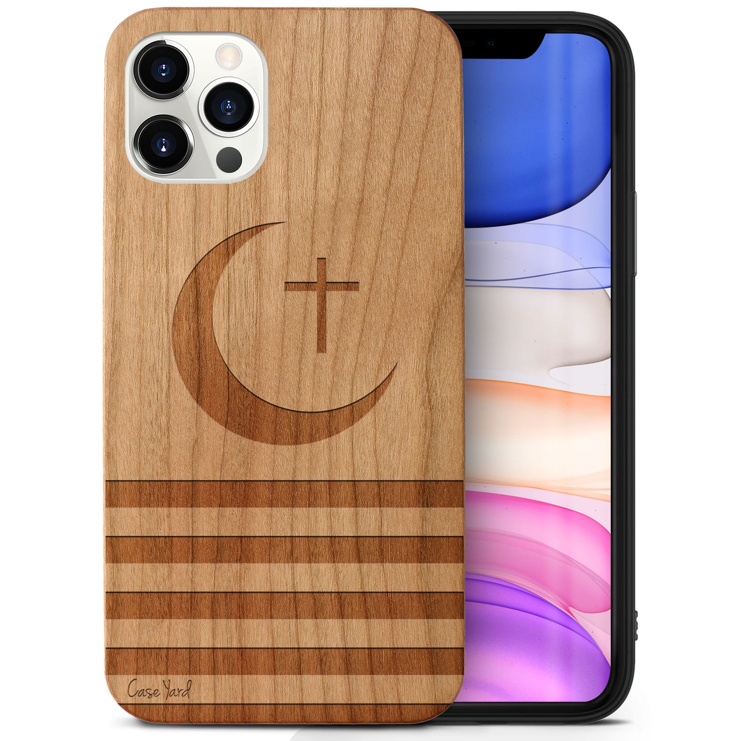 Crescent Moon Wooden Laser Engraved Phone Case for iPhone & Samsung Phones