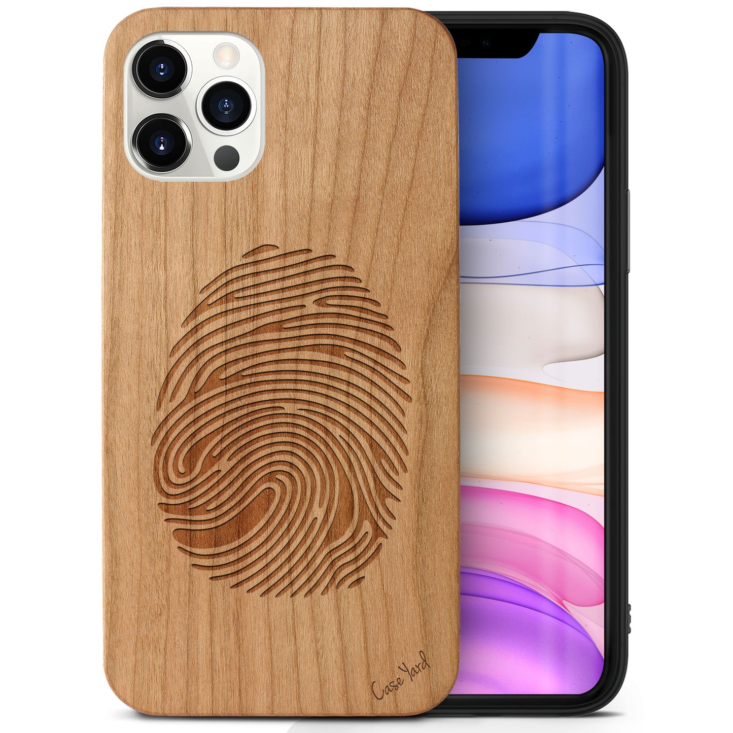 Finger Print Wooden Laser Engraved Phone Case