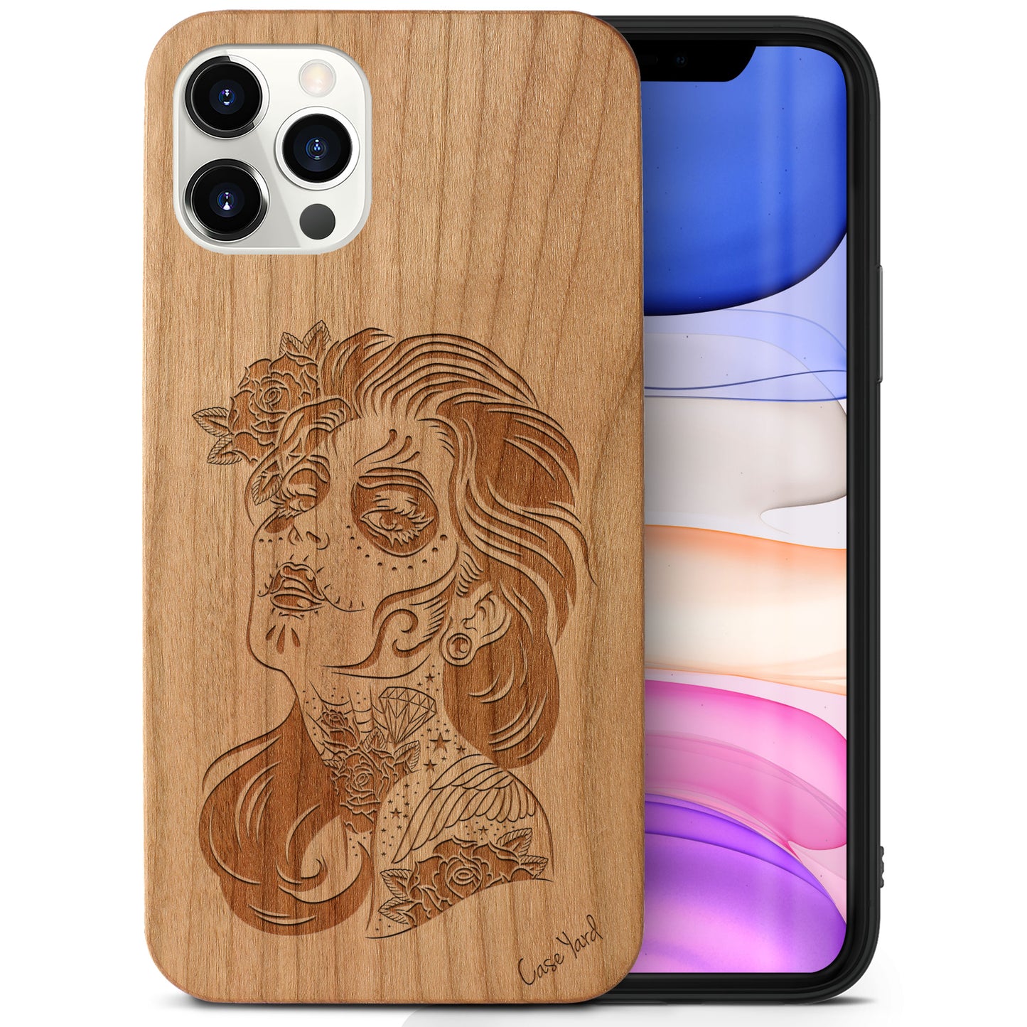Sucra Donna Day Of Dead Wooden Laser Engraved Phone Case