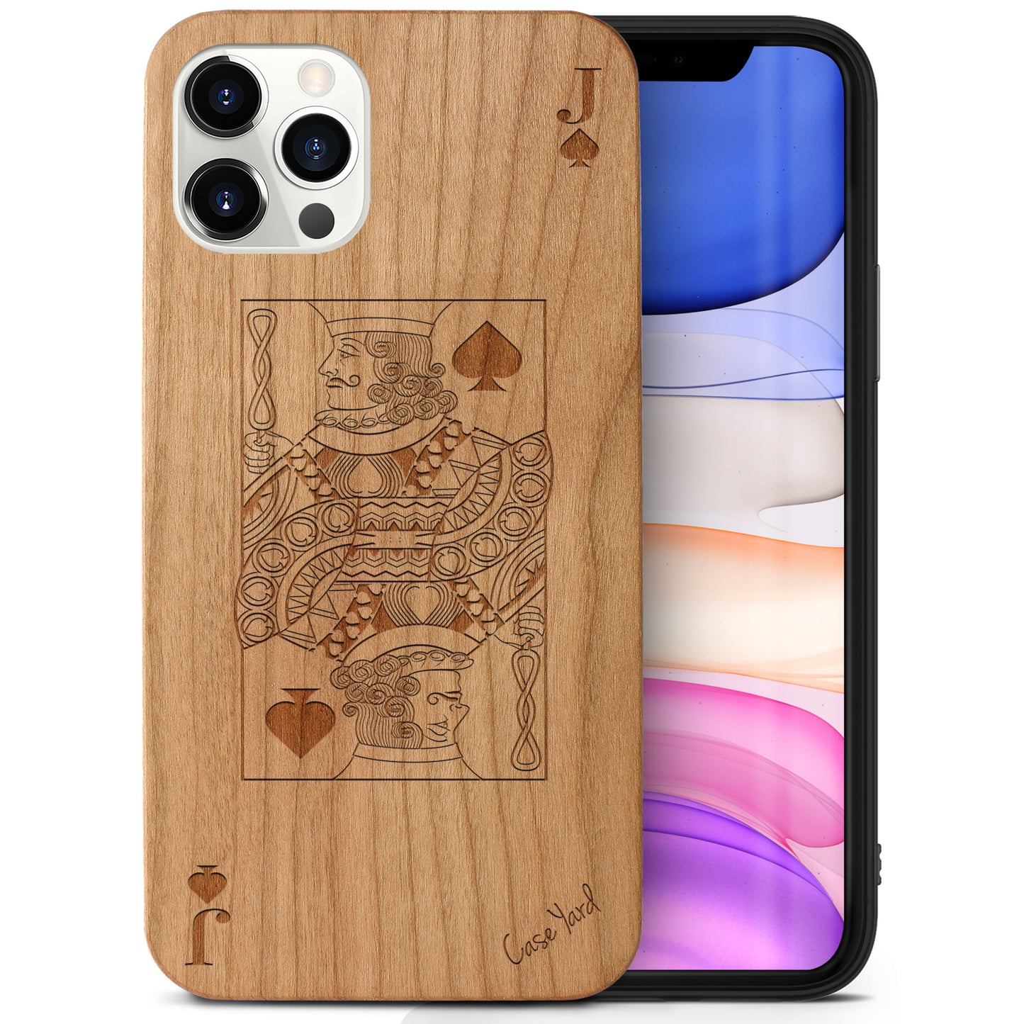 Jack of Spade Wooden Laser Engraved Phone Case