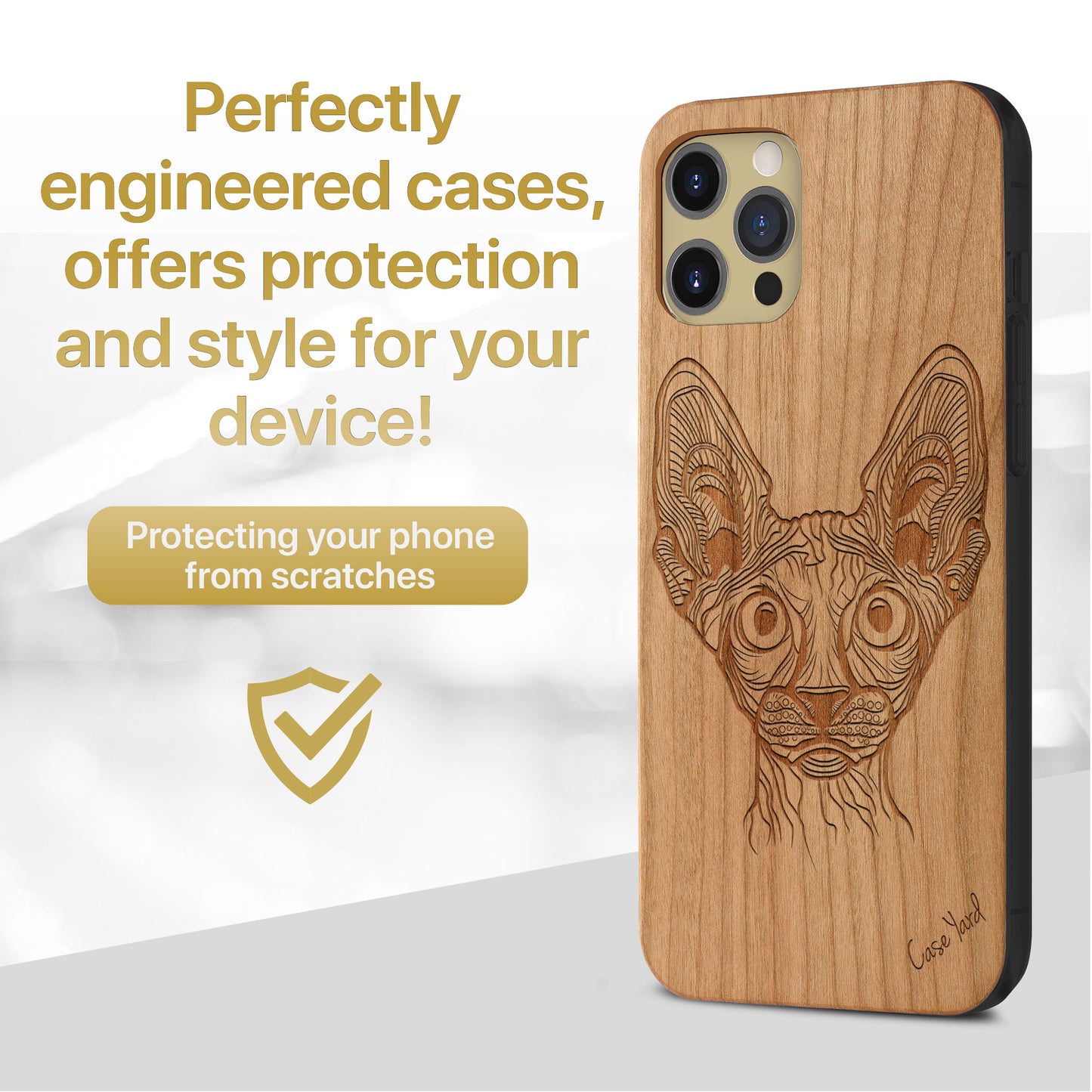 Bob Cat Wooden Laser Engraved Phone Case for iPhone & Samsung Phones