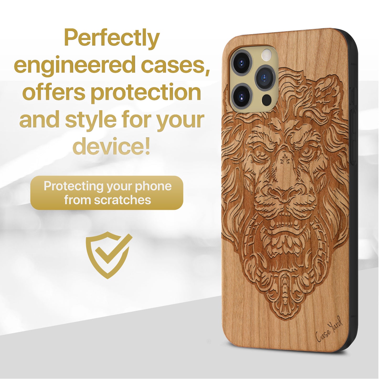 Victorian Lion Wooden Laser Engraved Phone Case for iPhone