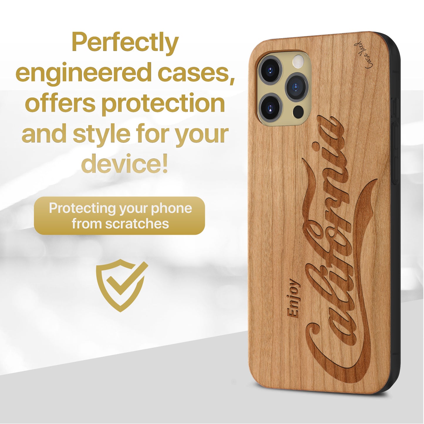Enjoy California Wooden Laser Engraved Phone Case for iPhone