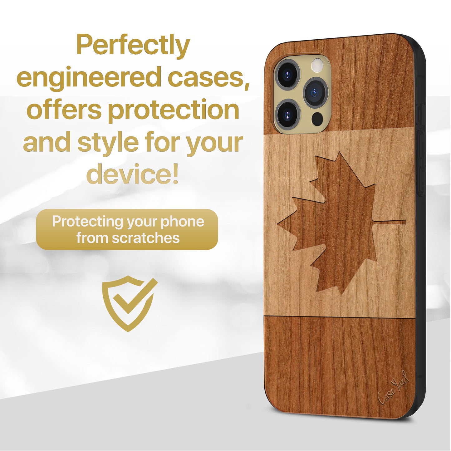 Canada Flag Wooden Laser Engraved Phone Case for iPhone & Samsung Phones