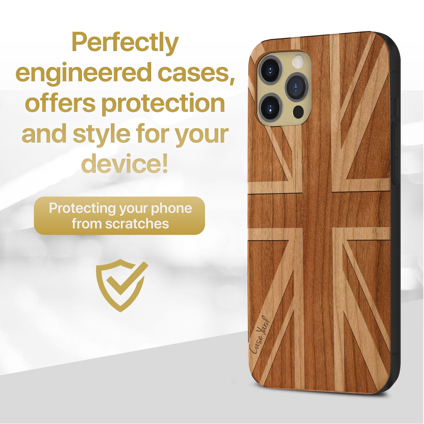 Union Jack Wooden Laser Engraved Phone Case for iPhone