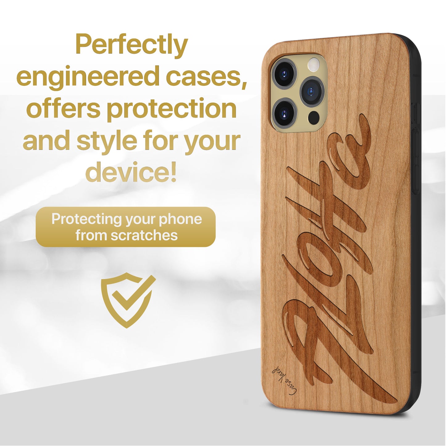 Aloha Wooden Laser Engraved Phone Case for iPhone & Samsung Phones