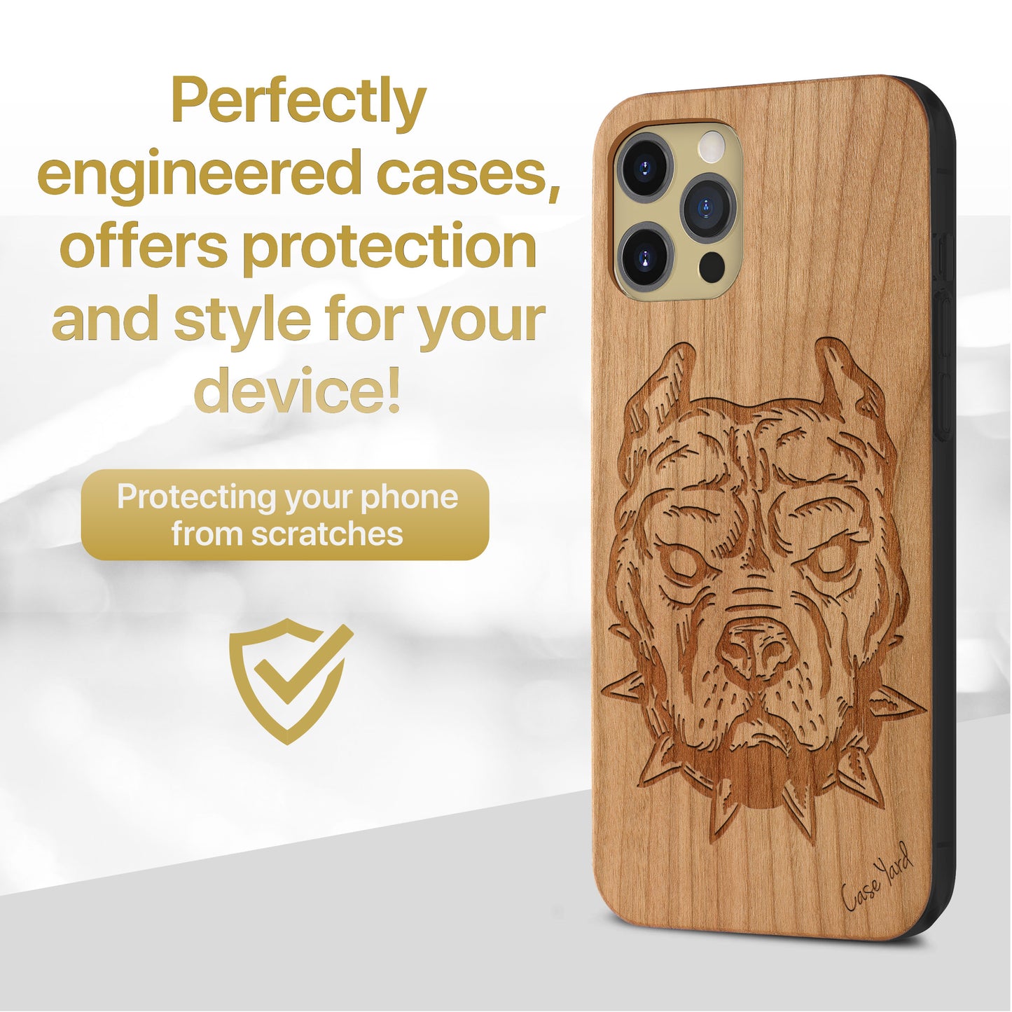 Pitbull Wooden Laser Engraved Phone Case for iPhone