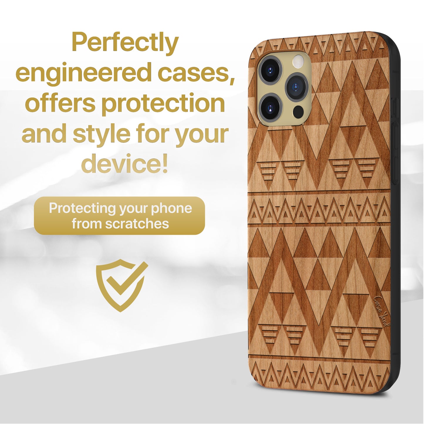 Negative Triangle Pattern Wooden Laser Engraved Phone Case for iPhone