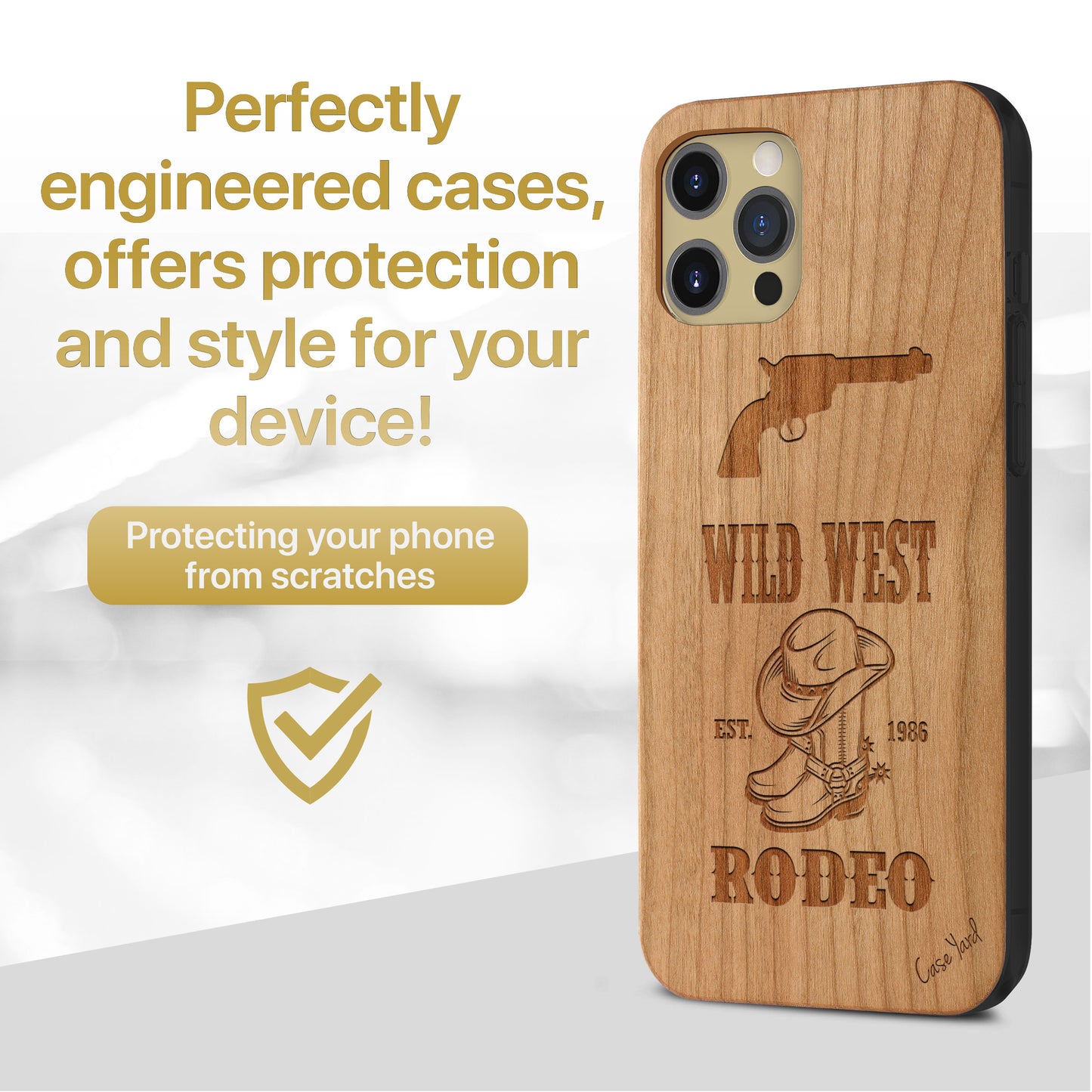 Wild West Rodeo Wooden Laser Engraved Phone Case for iPhone