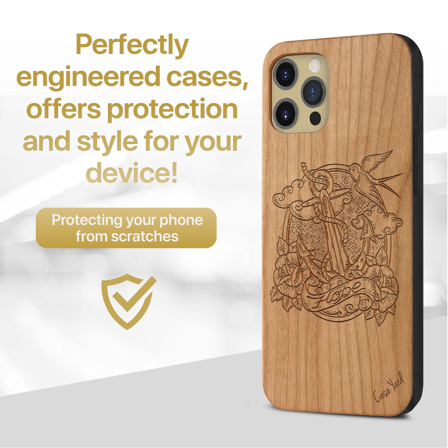 Anchor & Hope Wooden Laser Engraved Phone Case for iPhone & Samsung Phones
