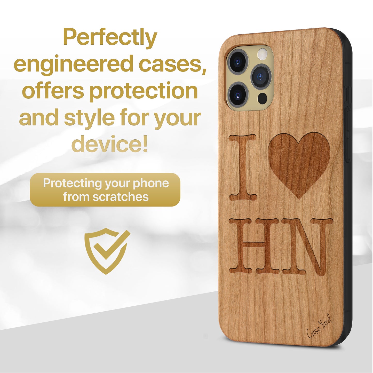 I Love Honolulu Wooden Laser Engraved Phone Case for iPhone