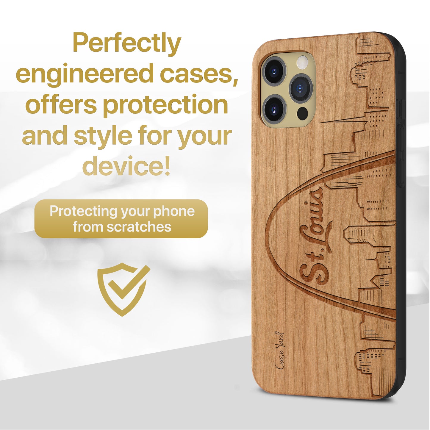 St. Louis Skyline Wooden Laser Engraved Phone Case for iPhone