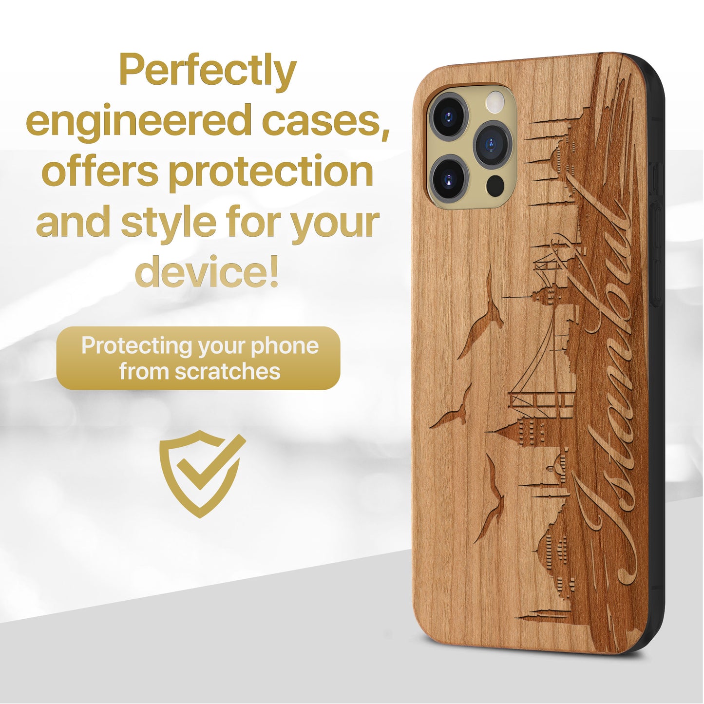 Istanbul Love Wooden Laser Engraved Phone Case for iPhone