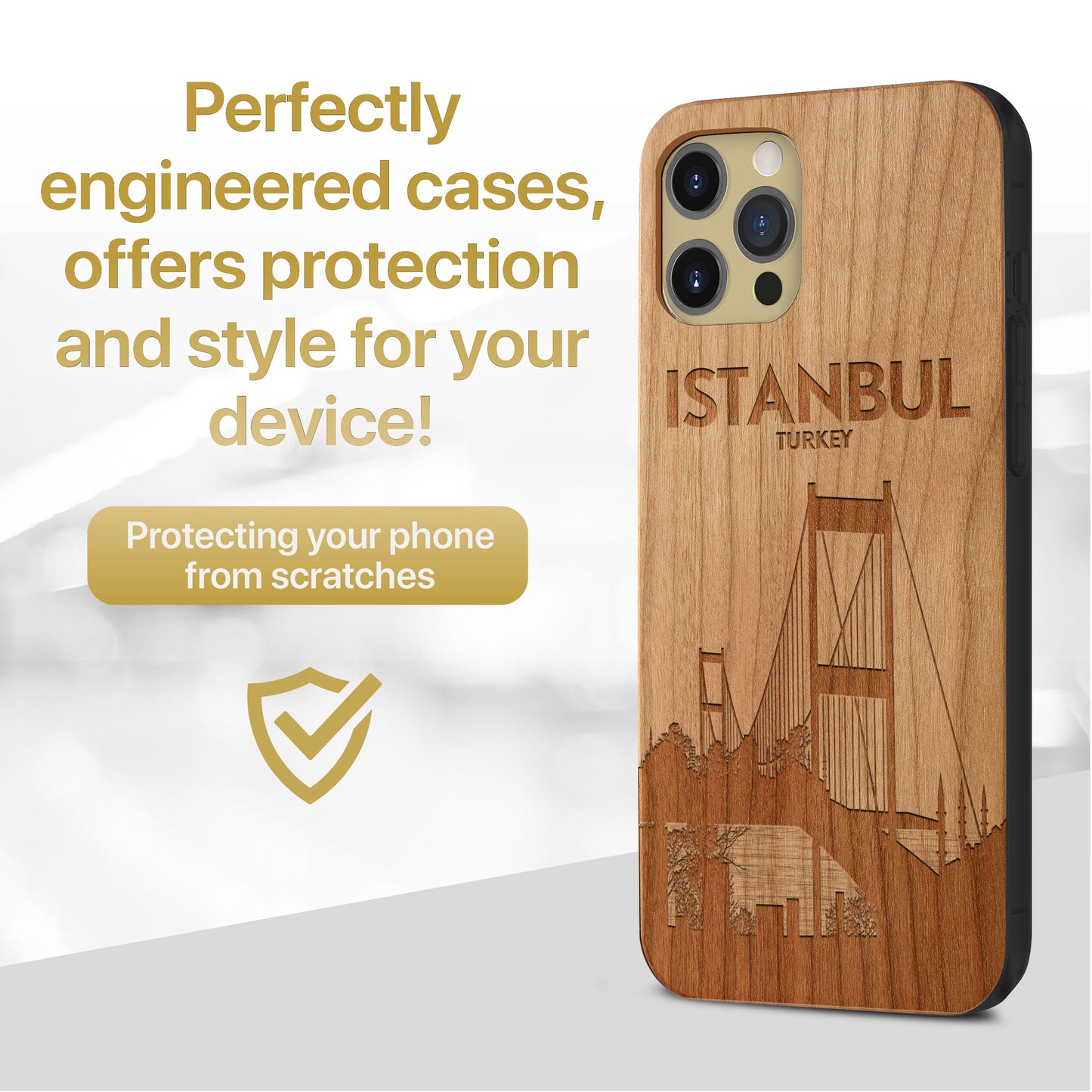 Istanbul Bridge Wooden Laser Engraved Phone Case for iPhone
