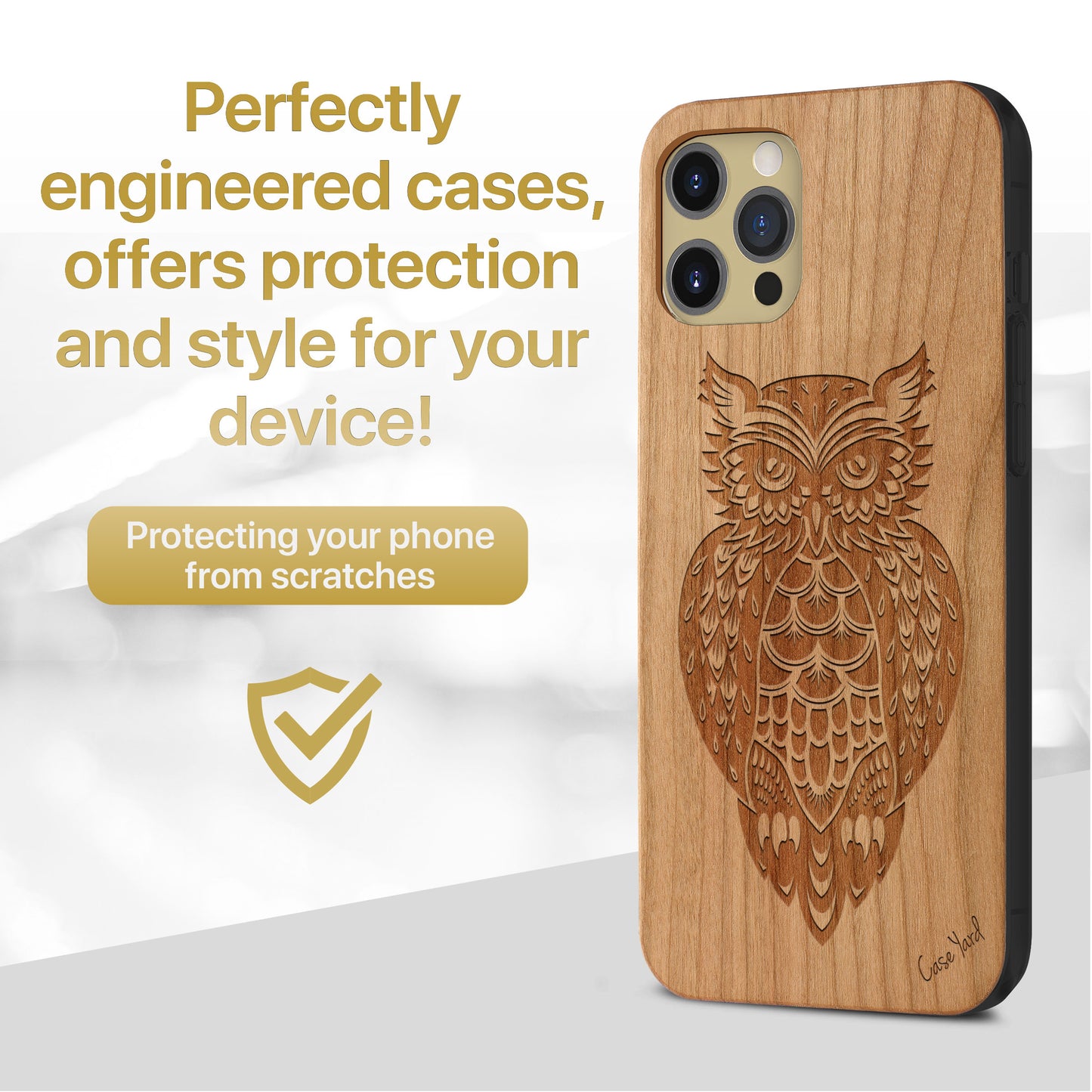 Owl 3 Wooden Laser Engraved Phone Case for iPhone
