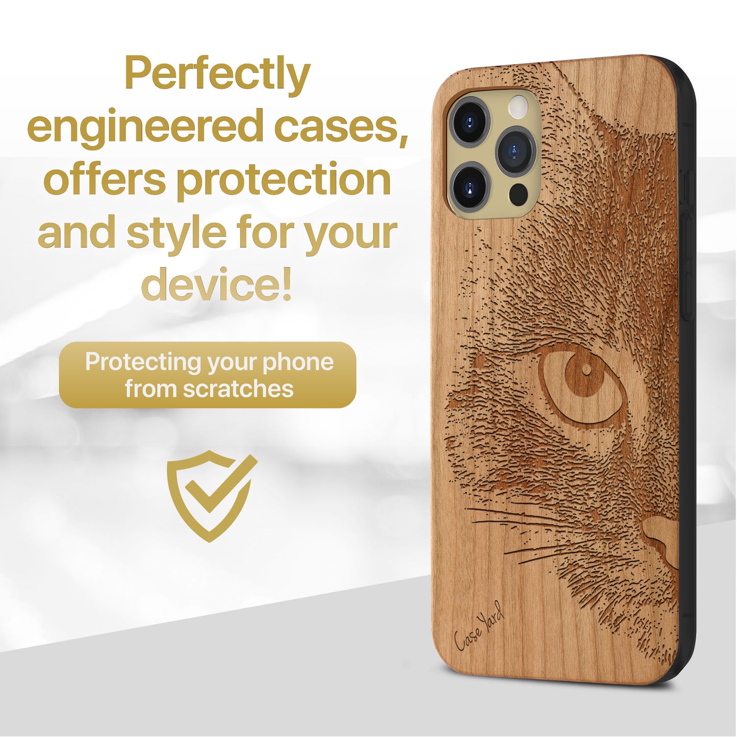Mad Cat Wooden Laser Engraved Phone Case for iPhone