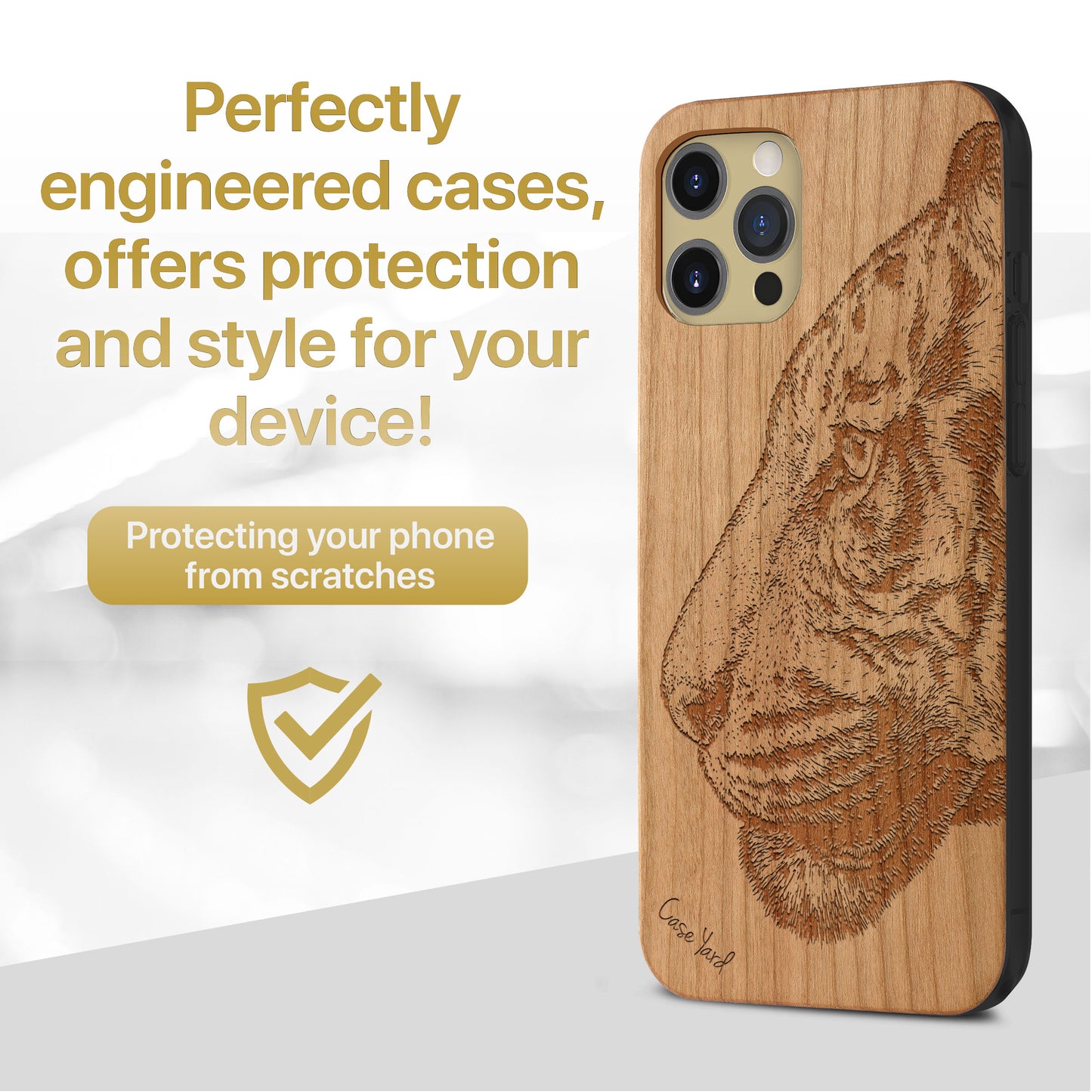 Bengal Tiger Wooden Laser Engraved Phone Case for iPhone & Samsung Phones