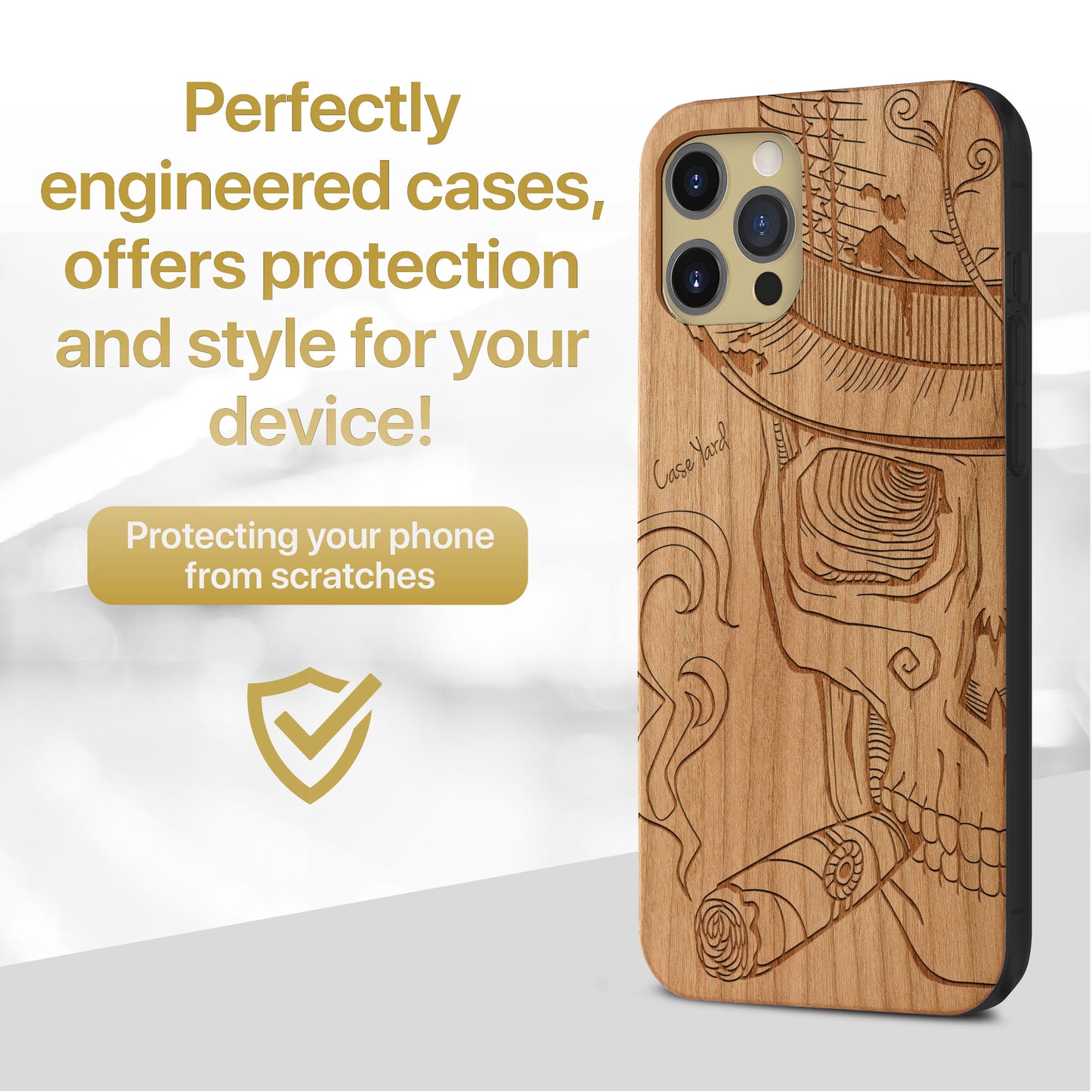 New Orleans Sugar Skull Wooden Laser Engraved Phone Case for iPhone