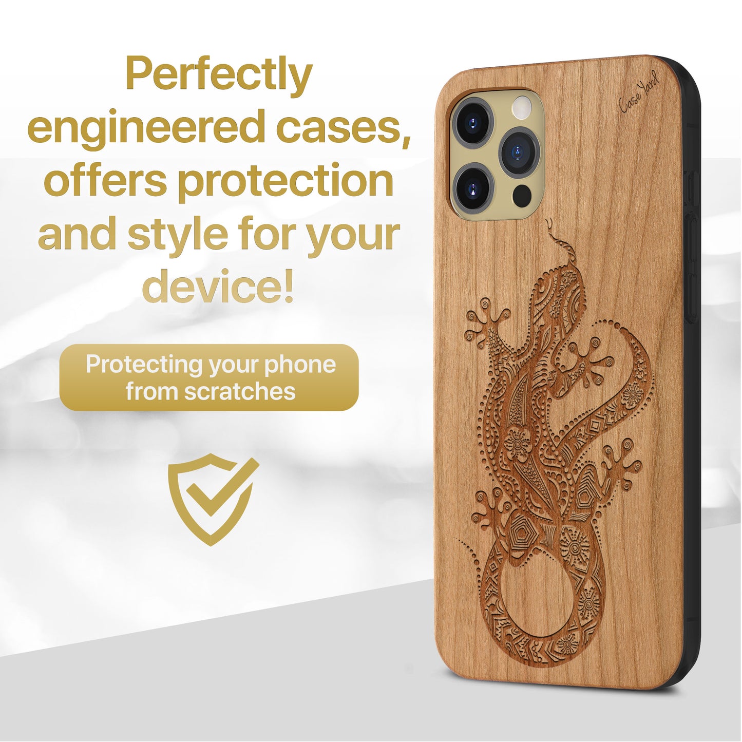 Tribal Lizard Wooden Laser Engraved Phone Case for iPhone